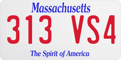 MA license plate 313VS4