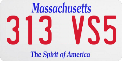 MA license plate 313VS5