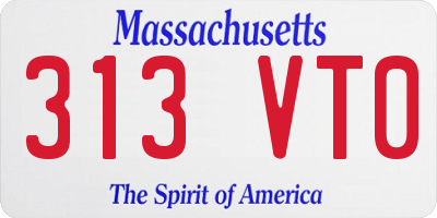 MA license plate 313VT0