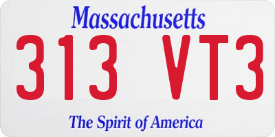 MA license plate 313VT3