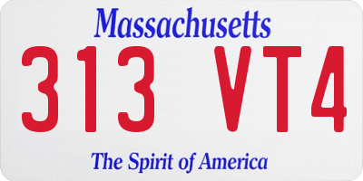 MA license plate 313VT4