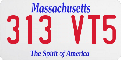 MA license plate 313VT5
