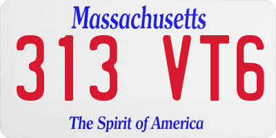 MA license plate 313VT6