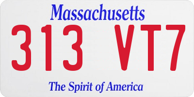 MA license plate 313VT7