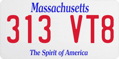 MA license plate 313VT8