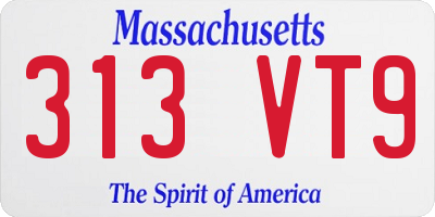 MA license plate 313VT9