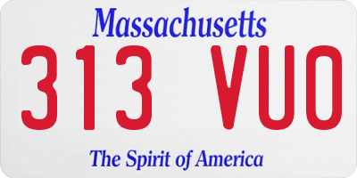MA license plate 313VU0