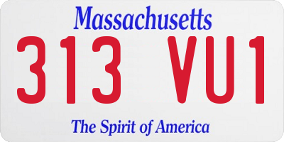 MA license plate 313VU1