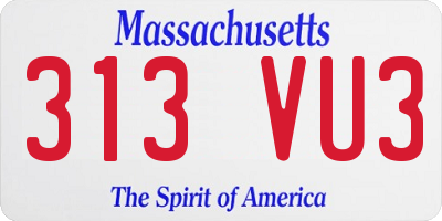 MA license plate 313VU3