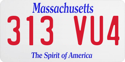 MA license plate 313VU4