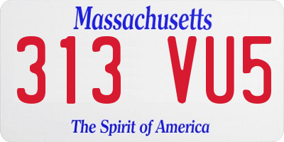 MA license plate 313VU5