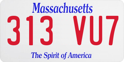 MA license plate 313VU7
