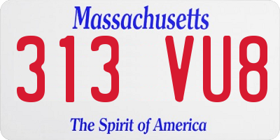 MA license plate 313VU8