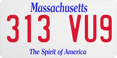 MA license plate 313VU9