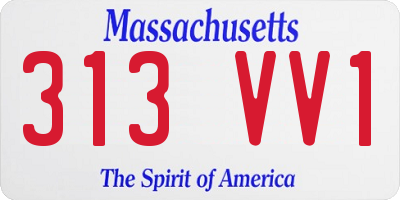MA license plate 313VV1
