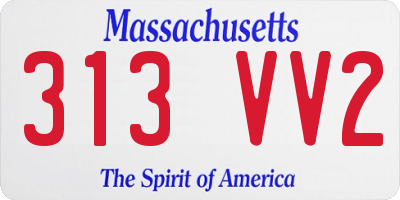 MA license plate 313VV2