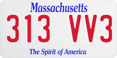 MA license plate 313VV3