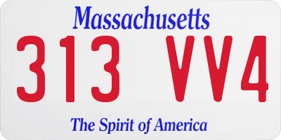 MA license plate 313VV4