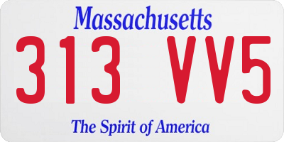 MA license plate 313VV5