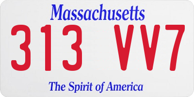 MA license plate 313VV7