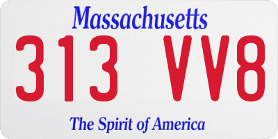 MA license plate 313VV8