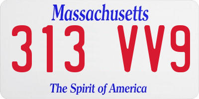 MA license plate 313VV9