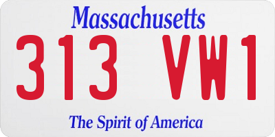 MA license plate 313VW1