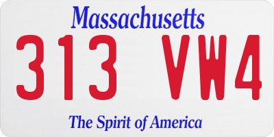 MA license plate 313VW4