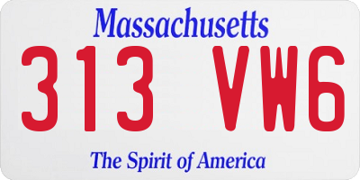 MA license plate 313VW6