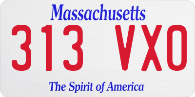 MA license plate 313VX0