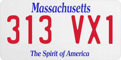 MA license plate 313VX1