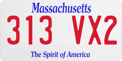 MA license plate 313VX2