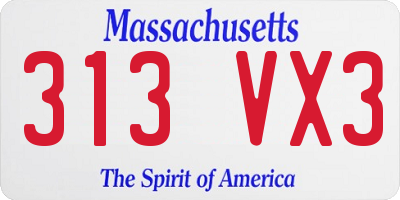 MA license plate 313VX3