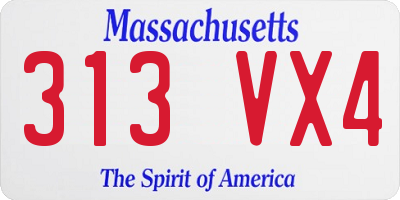 MA license plate 313VX4