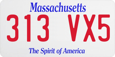 MA license plate 313VX5