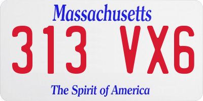 MA license plate 313VX6