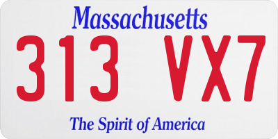 MA license plate 313VX7