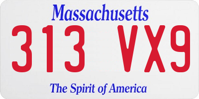 MA license plate 313VX9