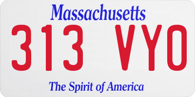 MA license plate 313VY0