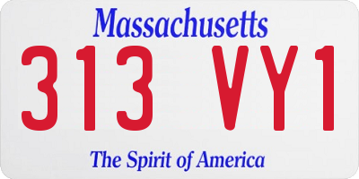 MA license plate 313VY1
