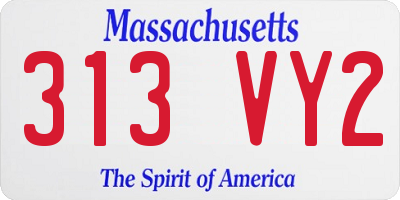 MA license plate 313VY2