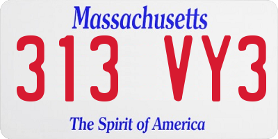 MA license plate 313VY3