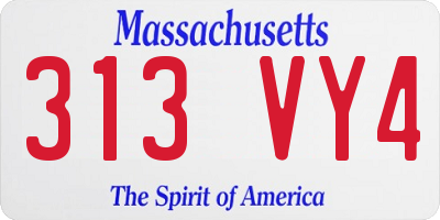 MA license plate 313VY4