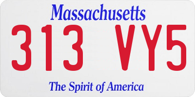 MA license plate 313VY5