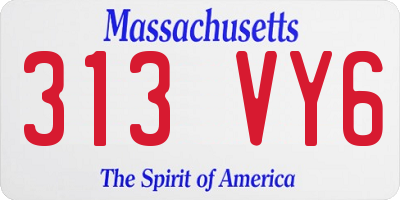 MA license plate 313VY6
