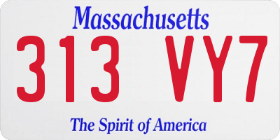 MA license plate 313VY7