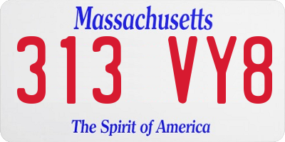 MA license plate 313VY8