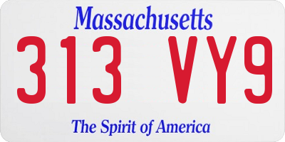 MA license plate 313VY9