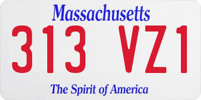 MA license plate 313VZ1