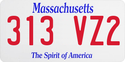 MA license plate 313VZ2